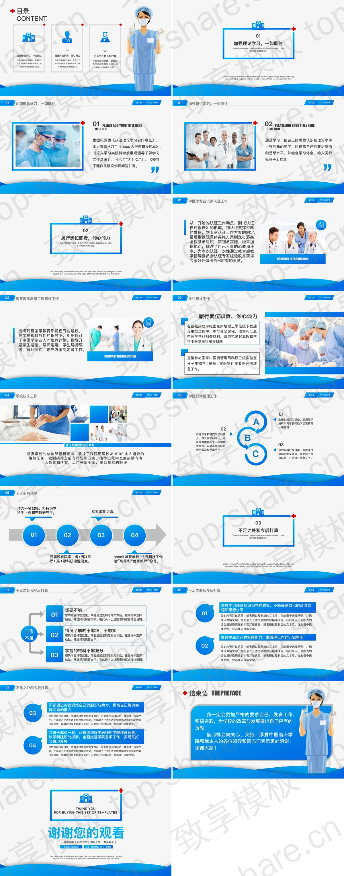 图片[2]-框架完整的蓝色医院干部述职报告PPT模板下载 - 致享TOP-SHARE-致享TOP-SHARE