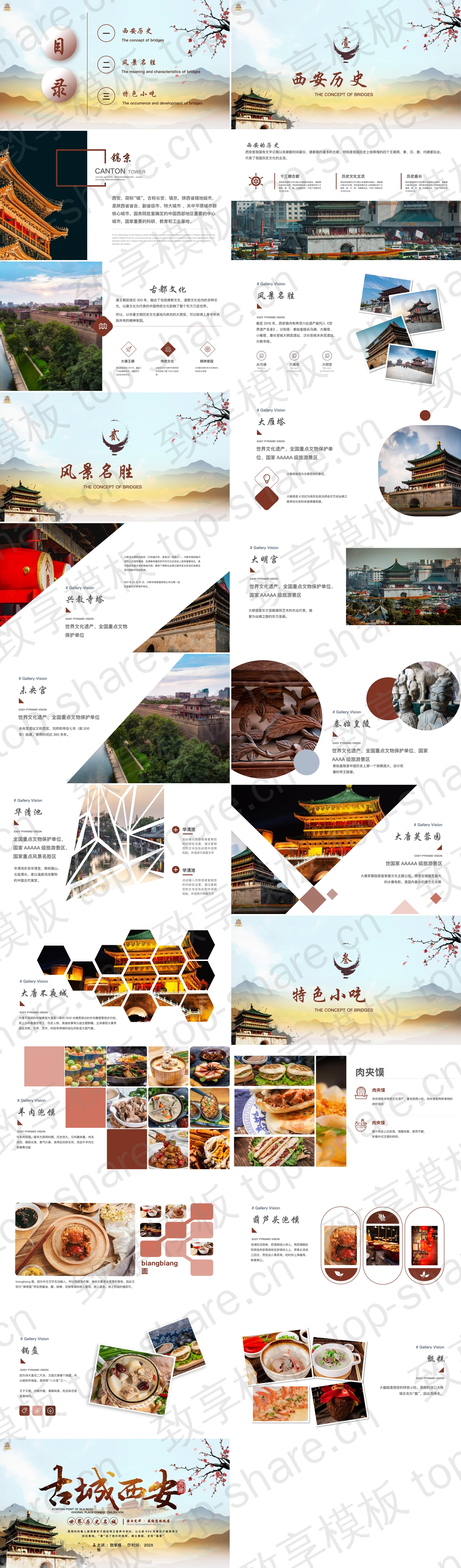 图片[2]-古典群山古建筑背景的古城西安城市介绍旅游宣传PPT模板 - 致享TOP-SHARE-致享TOP-SHARE