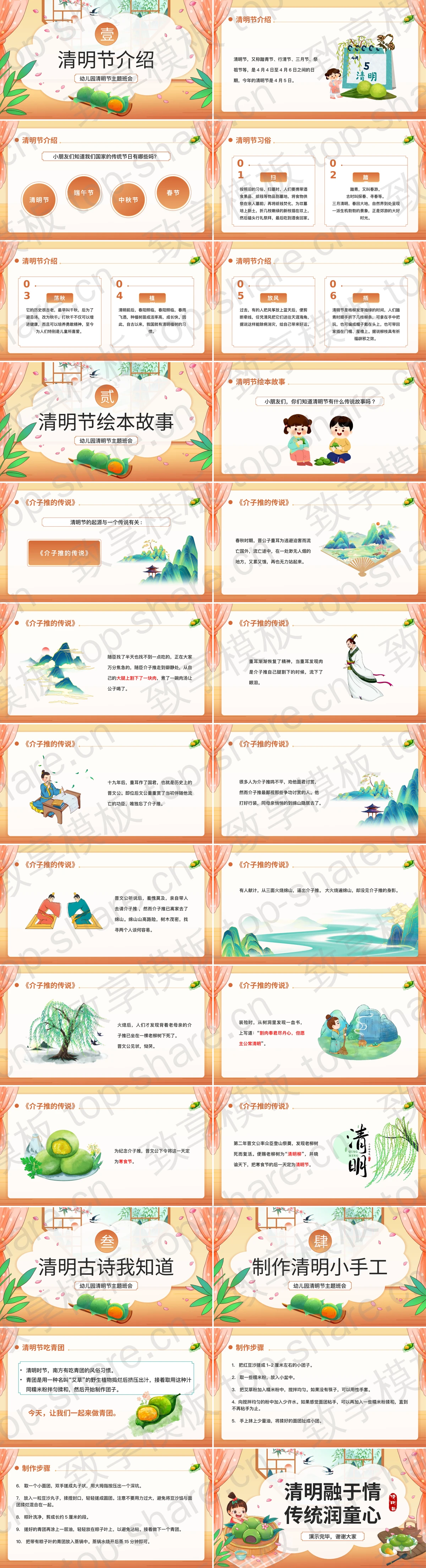 图片[2]-橙色可爱卡通风格“清明融于情传统润童心”幼儿园清明节主题班会PPT模板 - 致享TOP-SHARE-致享TOP-SHARE