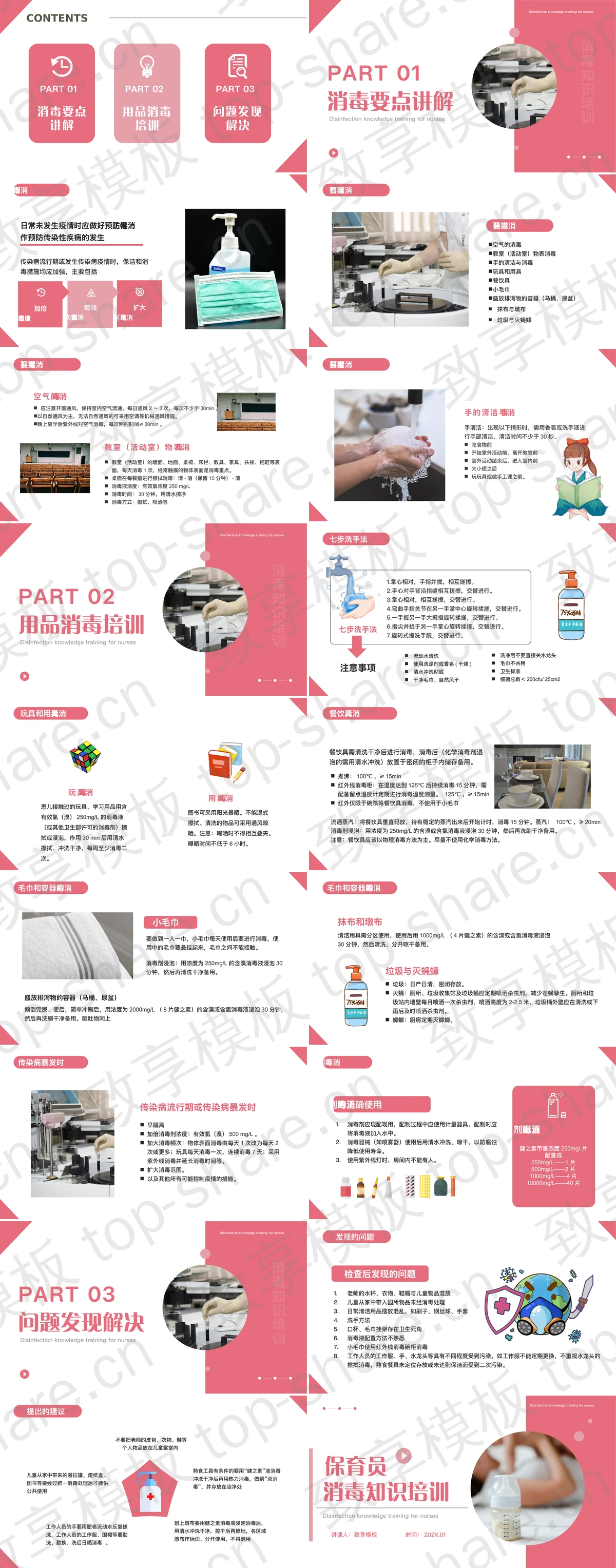 图片[2]-红色简约保育员消毒知识培训PPT模板 - 致享TOP-SHARE-致享TOP-SHARE