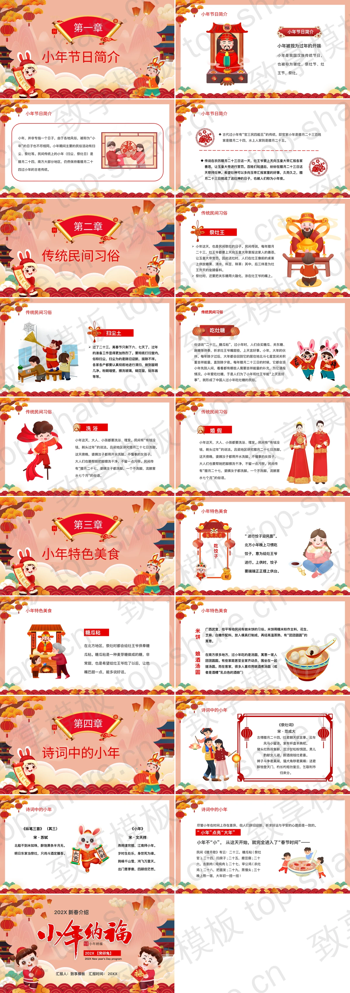 图片[2]-红色卡通风格的“小年纳福”新春介绍PPT模板 - 致享TOP-SHARE-致享TOP-SHARE