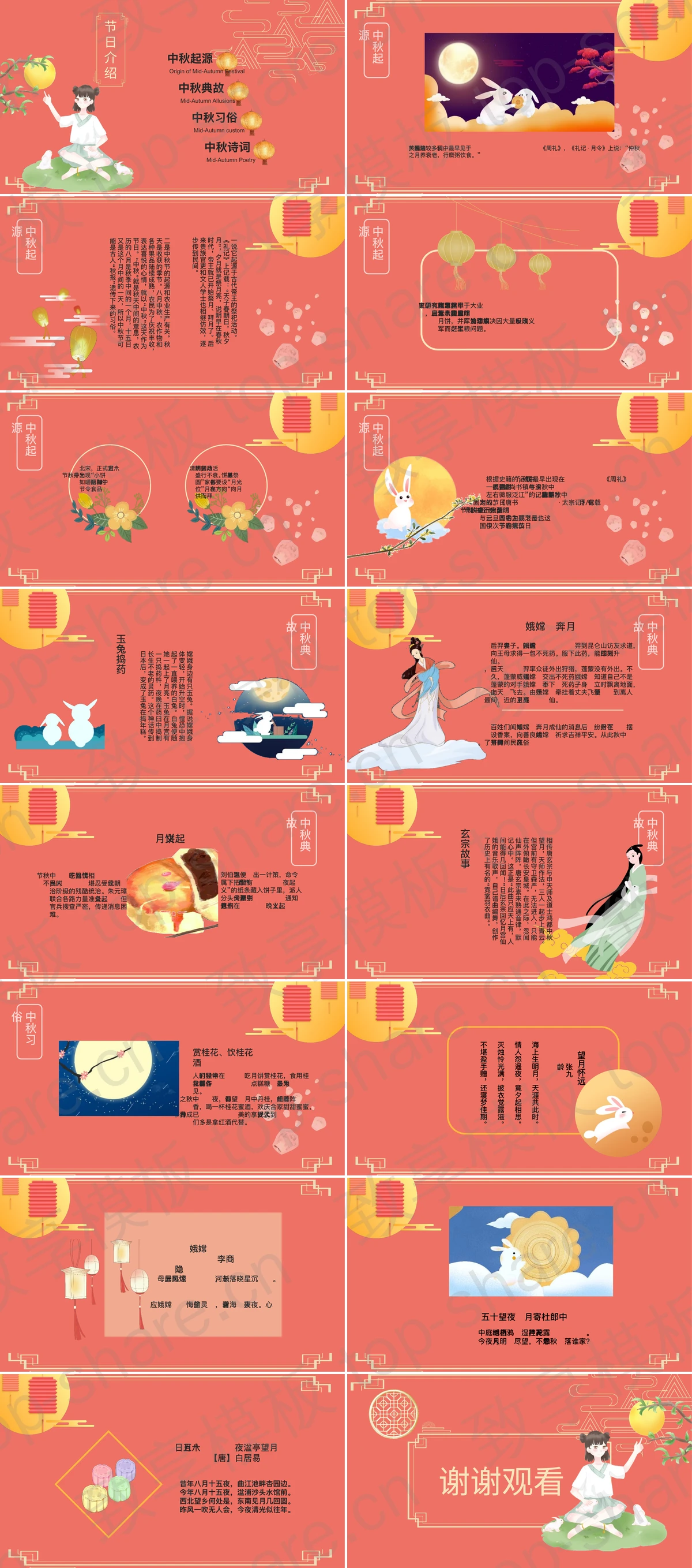 图片[2]-红色嫦娥仙女背景“月满中秋”中秋节节日介绍PPT模板 - 致享TOP-SHARE-致享TOP-SHARE
