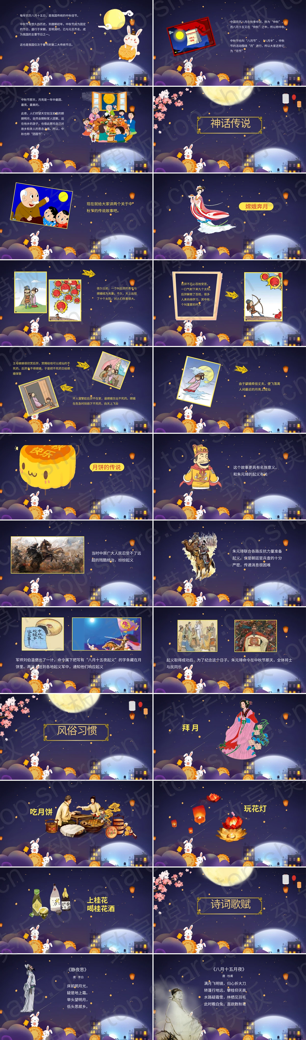 图片[2]-紫色卡通风格“中秋团圆月”中秋节节日介绍PPT模板 - 致享TOP-SHARE-致享TOP-SHARE