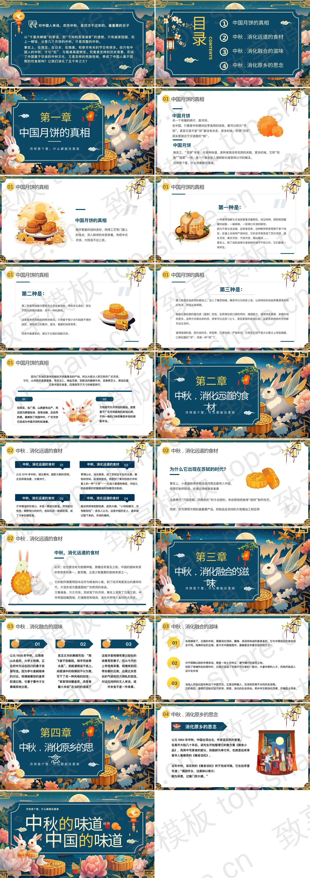 图片[2]-蓝色古典“中秋的味道中国的味道”中秋节习俗介绍PPT模板 - 致享TOP-SHARE-致享TOP-SHARE