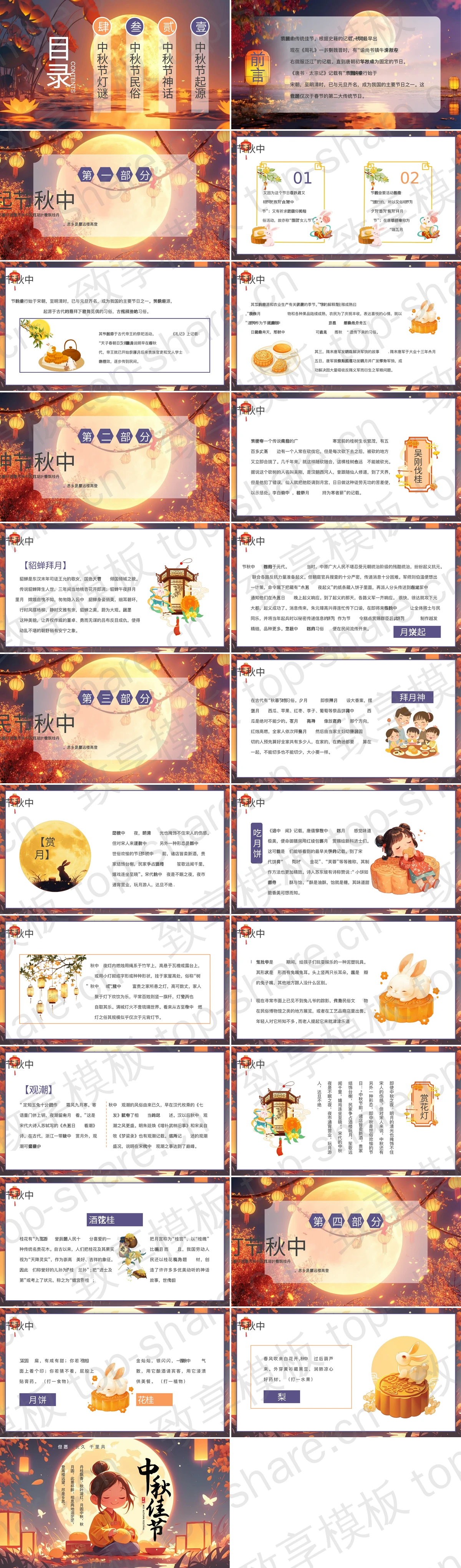 图片[2]-精美插画风卡通女孩背景中秋佳节节日介绍PPT模板 - 致享TOP-SHARE-致享TOP-SHARE