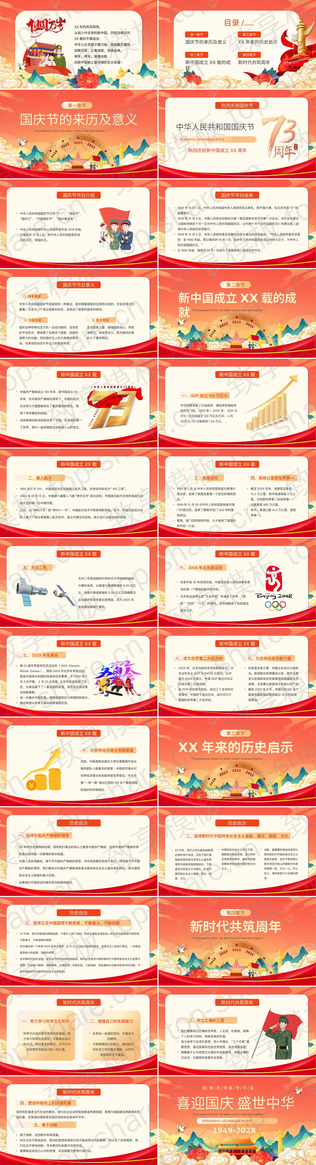 图片[2]-橙红国潮风“喜迎国庆盛世中华”热烈庆祝中华人民共和国诞辰XX周年PPT模板 - 致享TOP-SHARE-致享TOP-SHARE