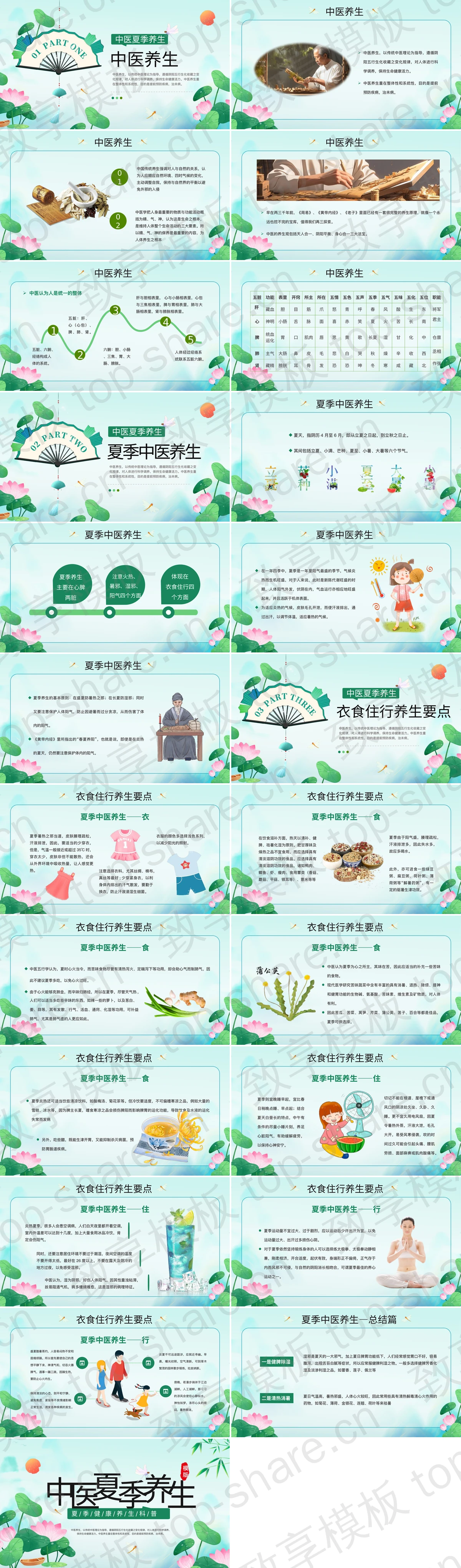 图片[2]-古典荷花荷叶背景中医夏季养生科普PPT模板 - 致享TOP-SHARE-致享TOP-SHARE