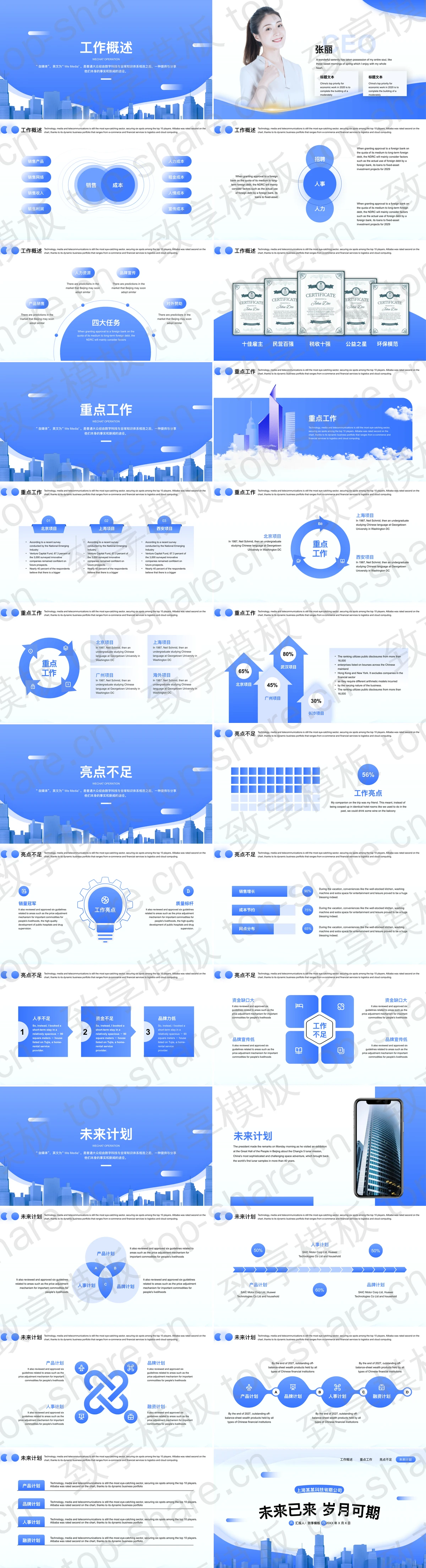 图片[2]-蓝色城市建筑背景商务汇报PPT模板下载 - 致享TOP-SHARE-致享TOP-SHARE