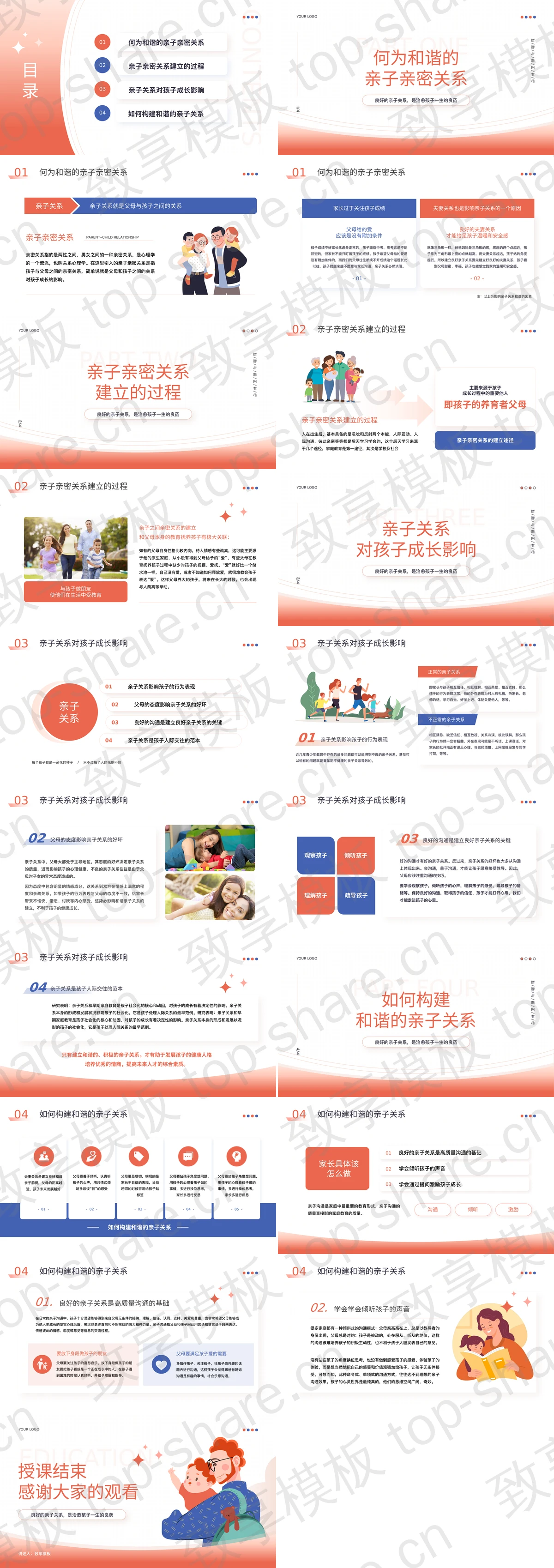图片[2]-红蓝配色卡通风格的家庭教育亲子关系必修课PPT模板 - 致享TOP-SHARE-致享TOP-SHARE