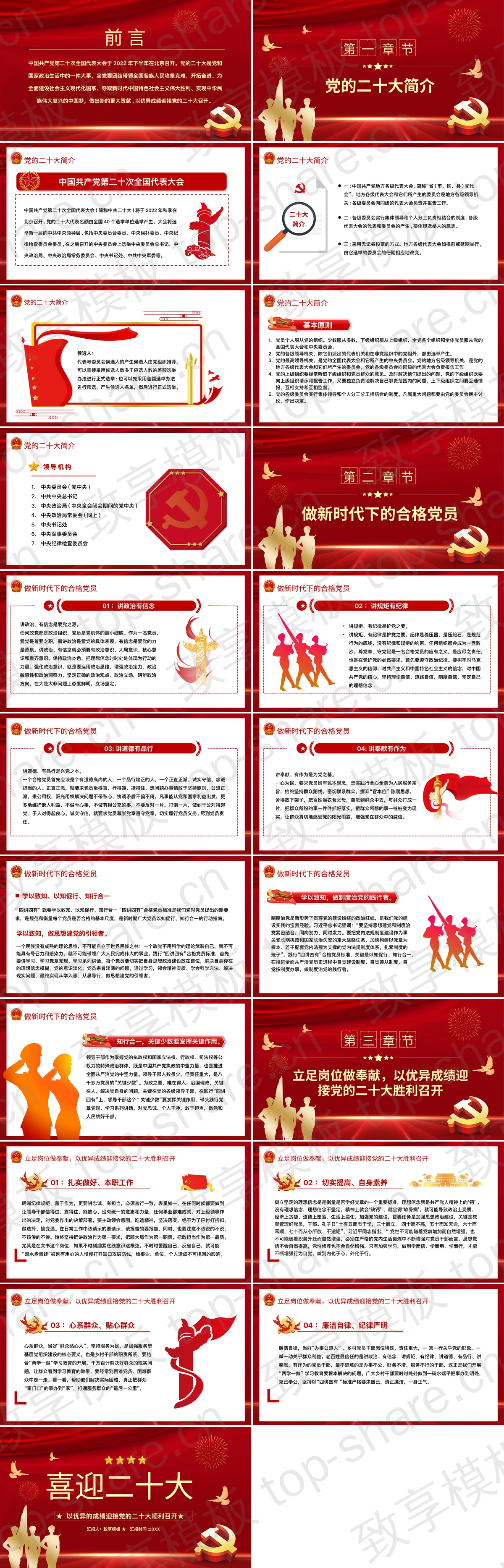 图片[2]-红色喜庆党政风“喜迎二十大”专题党课PPT模板 - 致享TOP-SHARE-致享TOP-SHARE