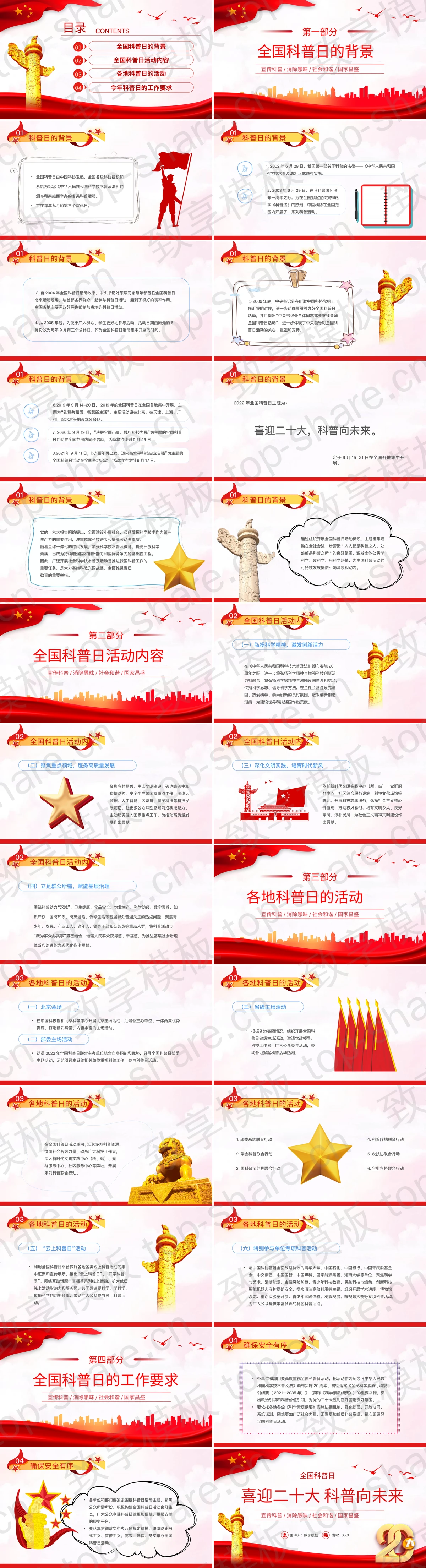 图片[2]-红色“喜迎二十大科普向未来”全国科普日活动策划PPT模板 - 致享TOP-SHARE-致享TOP-SHARE