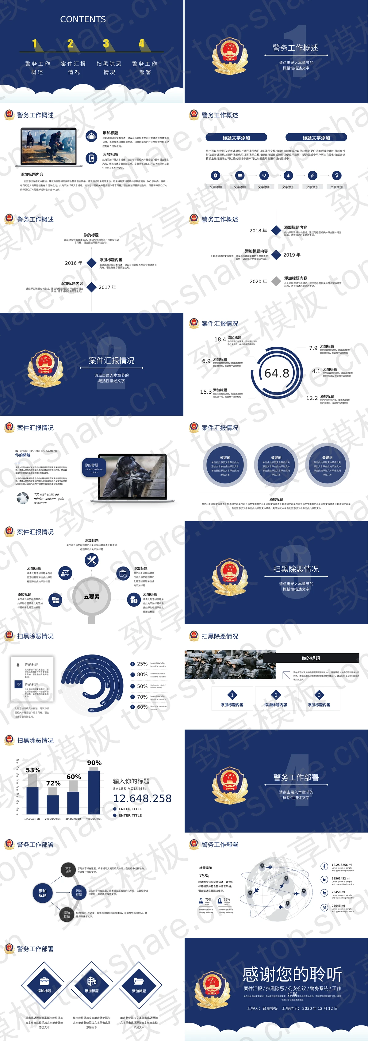 图片[2]-蓝色简洁公安警察工作总结汇报PPT模板 - 致享TOP-SHARE-致享TOP-SHARE