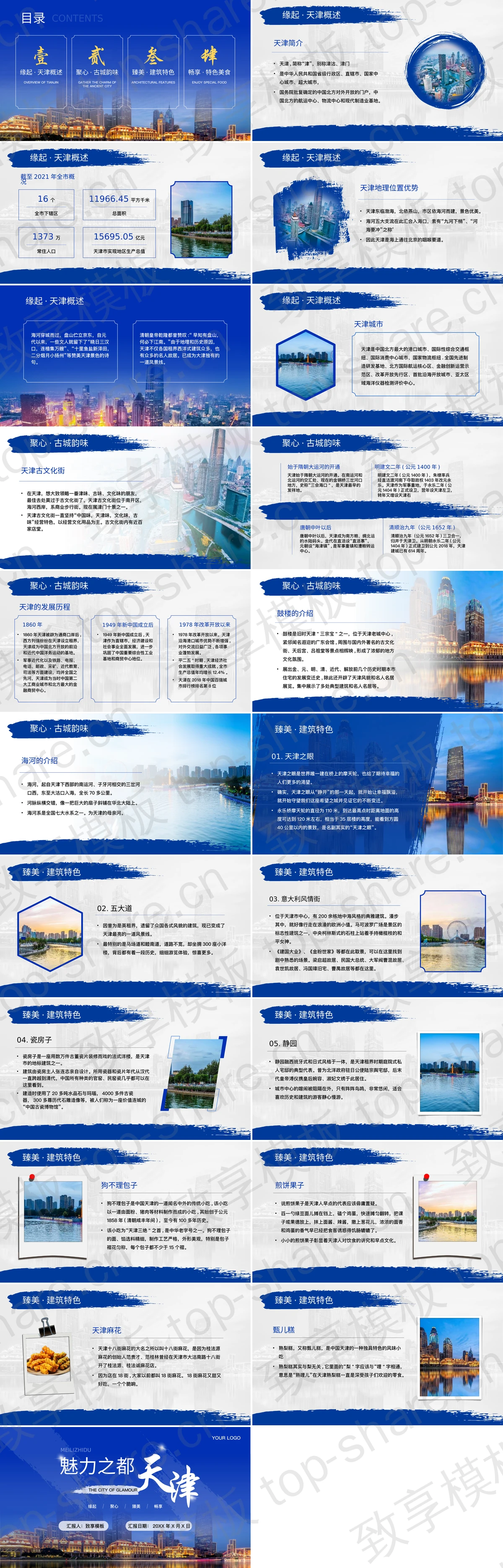 图片[2]-蓝色“魅力之都”天津城市介绍PPT模板 - 致享TOP-SHARE-致享TOP-SHARE