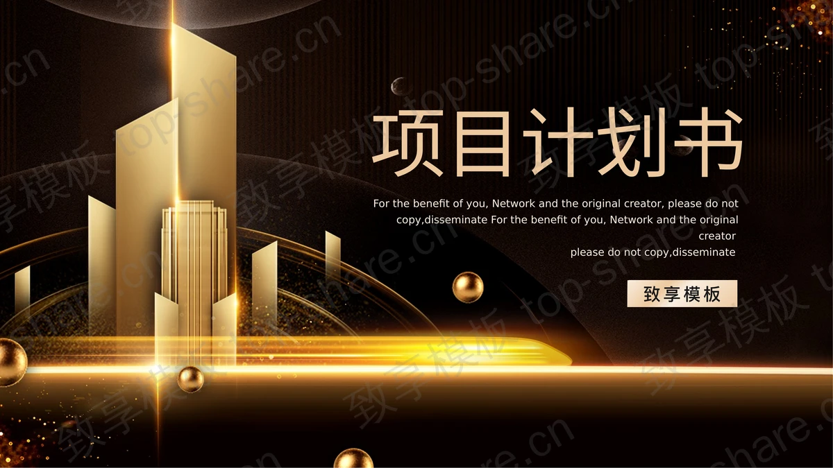 大气黑金风房地产项目计划书PPT模板下载-致享TOP-SHARE