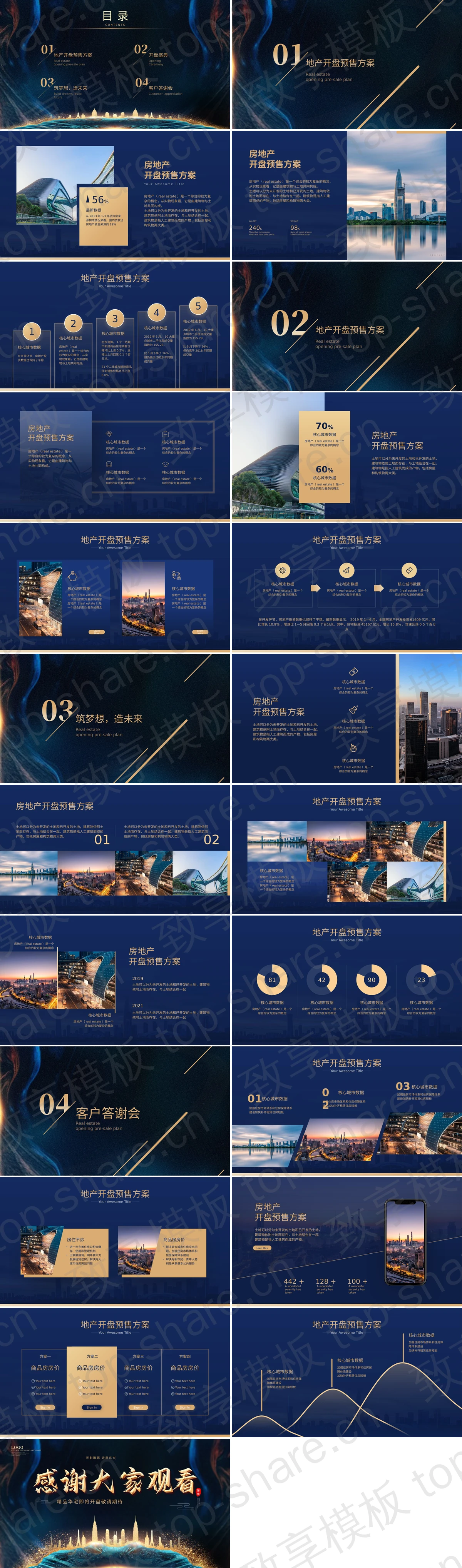 图片[2]-蓝色精致房地产楼盘开盘营销策划方案PPT模板 - 致享TOP-SHARE-致享TOP-SHARE