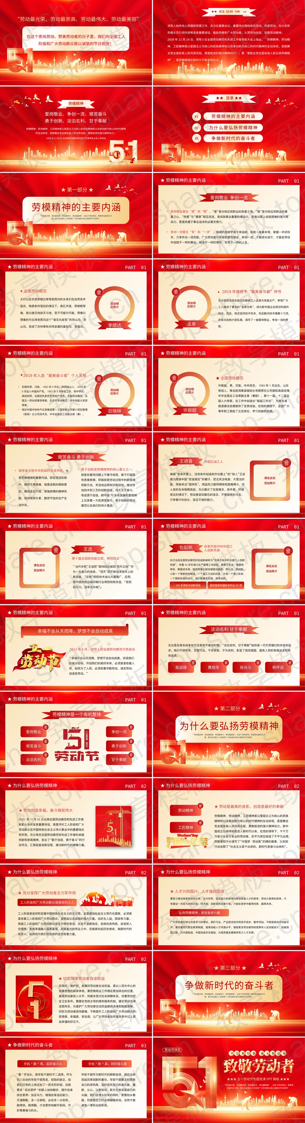 图片[2]-红金配色城市剪影背景的“致敬劳动者”劳动节专题党课PPT模板 - 致享TOP-SHARE-致享TOP-SHARE