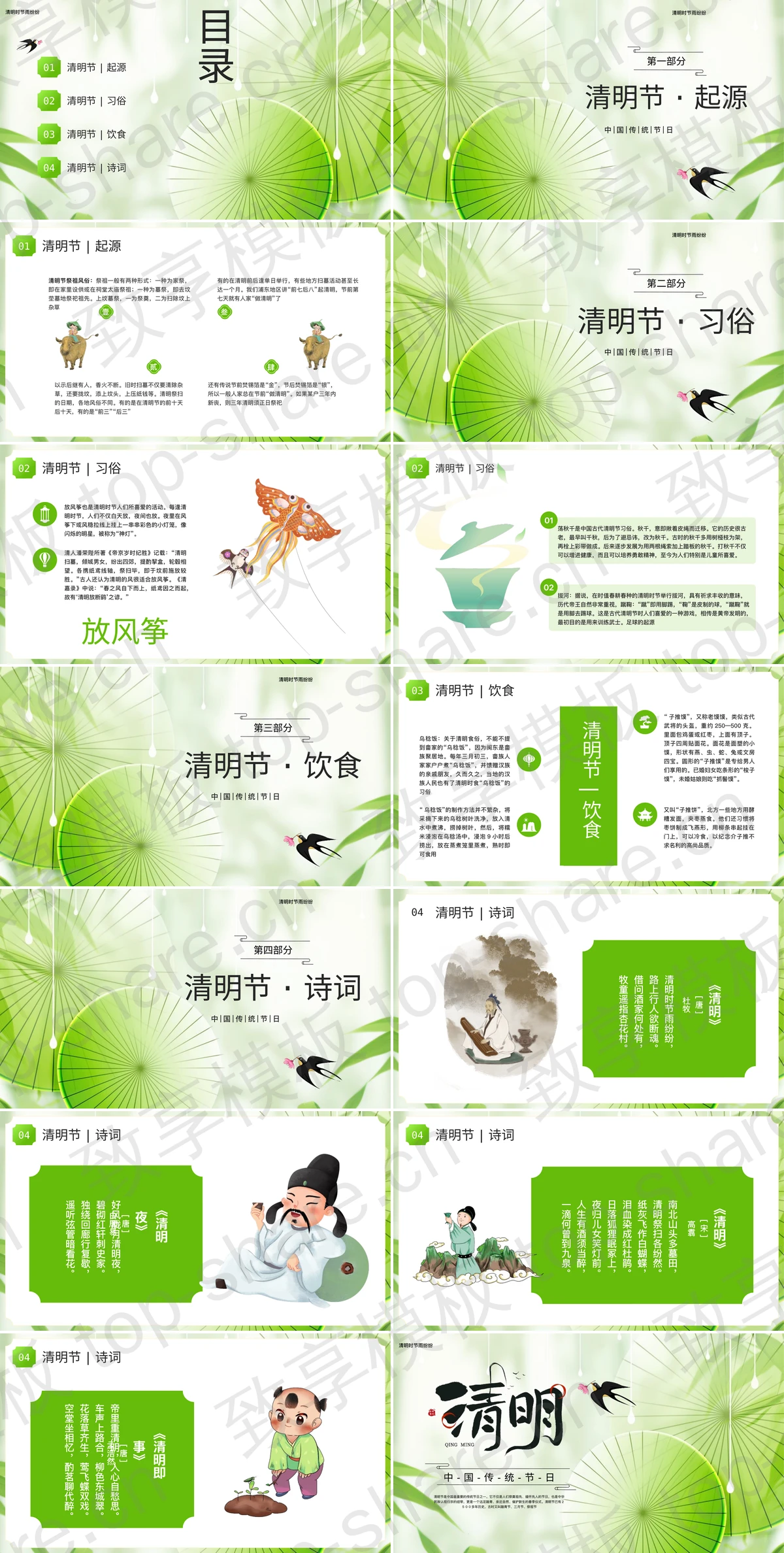 图片[2]-绿色中国风中国传统节日清明节节日介绍PPT模板 - 致享TOP-SHARE-致享TOP-SHARE