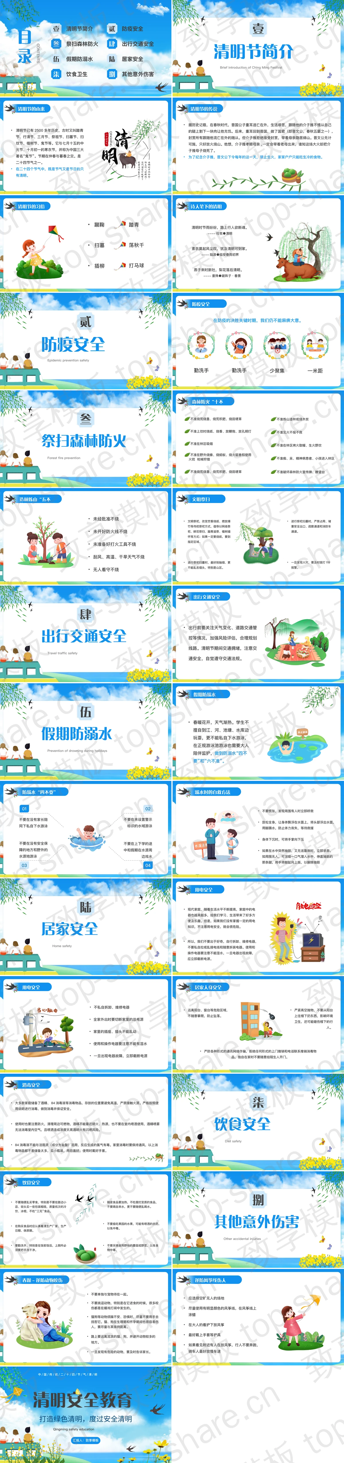 图片[2]-蓝色卡通风格清明安全教育主题班会PPT模板 - 致享TOP-SHARE-致享TOP-SHARE