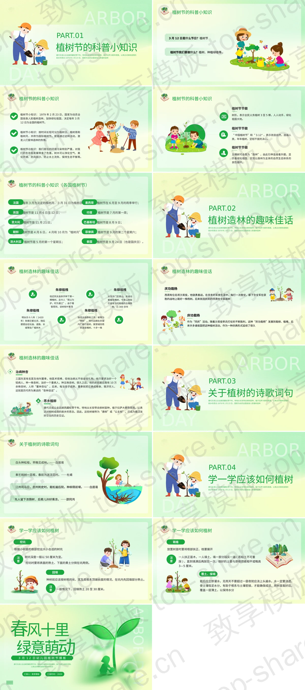 图片[2]-绿色弥散风“春风十里绿意萌动”幼儿园植树节主题班会PPT模板 - 致享TOP-SHARE-致享TOP-SHARE