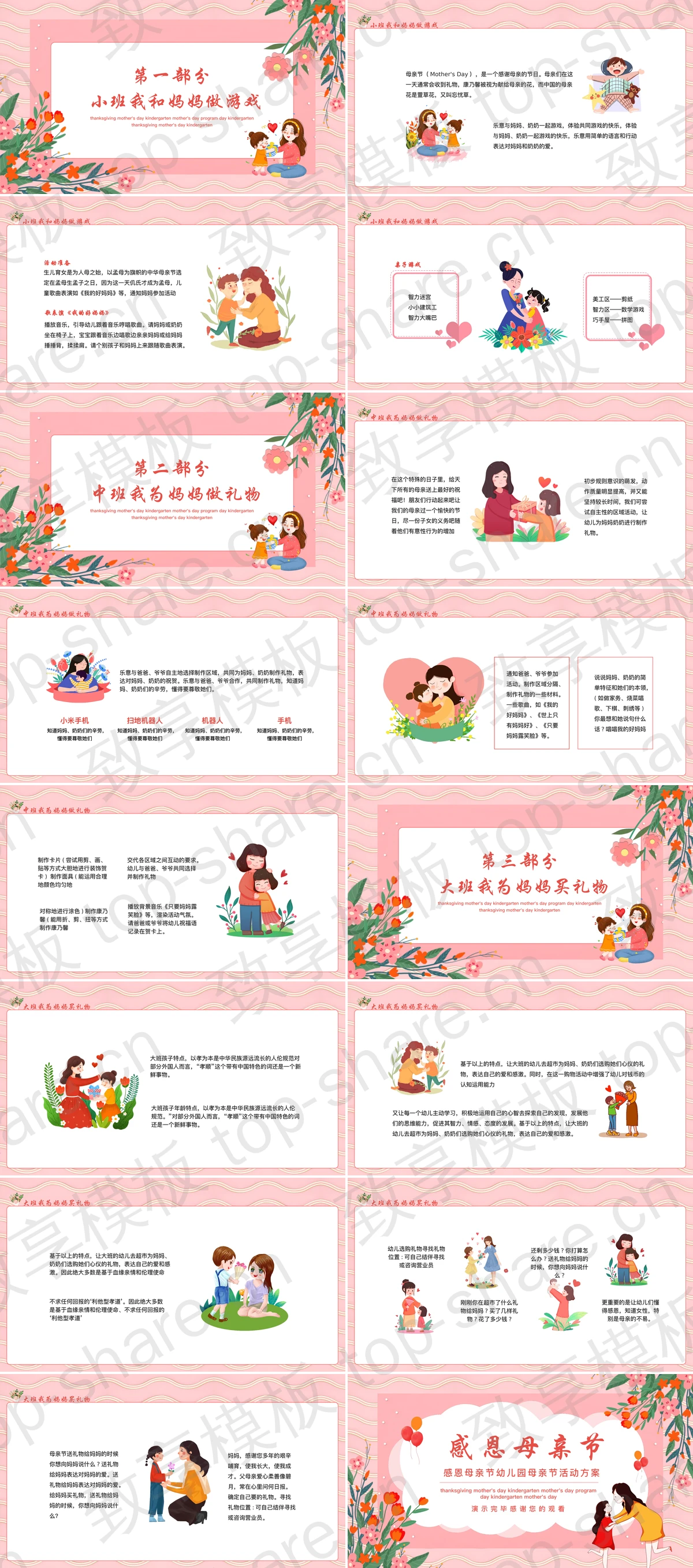 图片[2]-红色卡通花草背景的感恩母亲节活动方案PPT模板 - 致享TOP-SHARE-致享TOP-SHARE