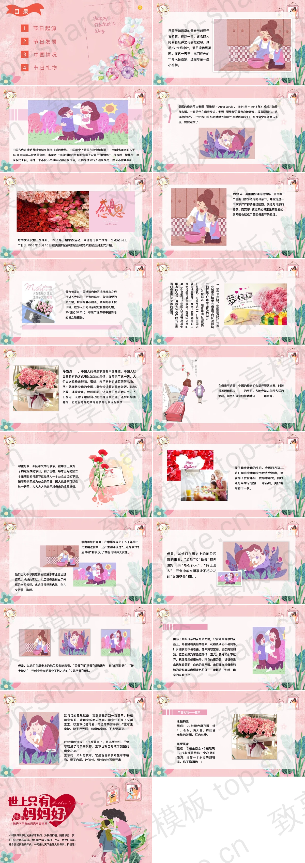 图片[2]-温馨卡通风格的“世上只有妈妈好”母亲节活动策划PPT模板 - 致享TOP-SHARE-致享TOP-SHARE