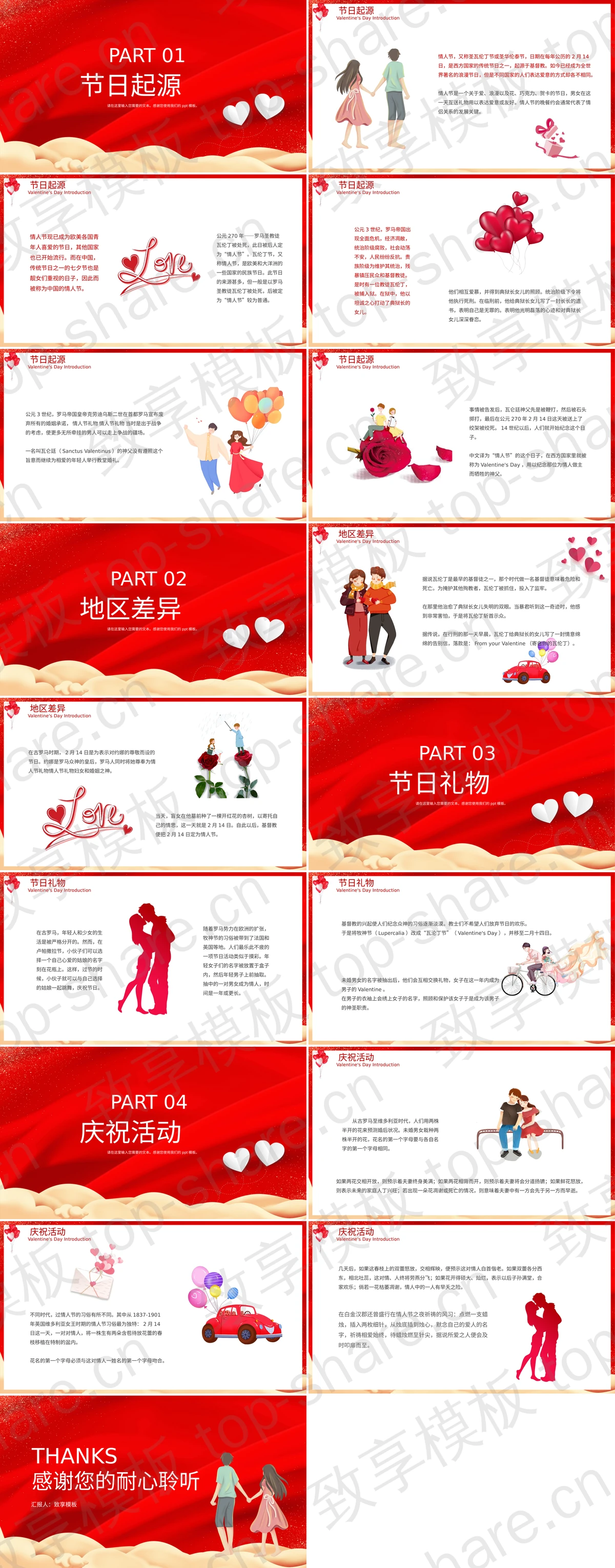 图片[2]-红色浪漫Happy Valentine's Day情人节介绍PPT模板 - 致享TOP-SHARE-致享TOP-SHARE