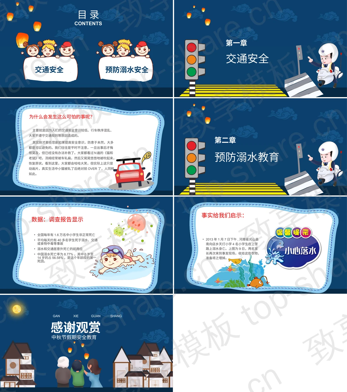 图片[2]-蓝色卡通风格中秋节假期安全主题班会PPT模板 - 致享TOP-SHARE-致享TOP-SHARE