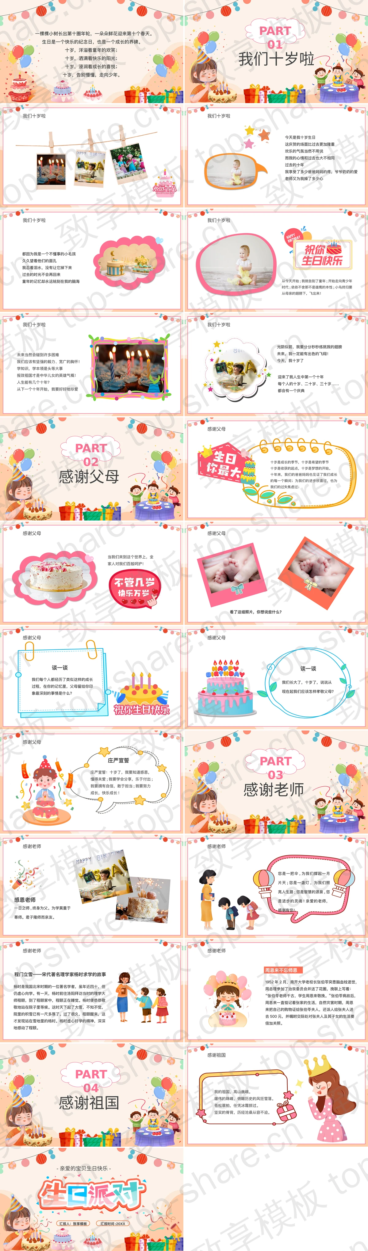 图片[2]-多彩卡通生日蛋糕生日礼盒背景的生日派对PPT模板 - 致享TOP-SHARE-致享TOP-SHARE
