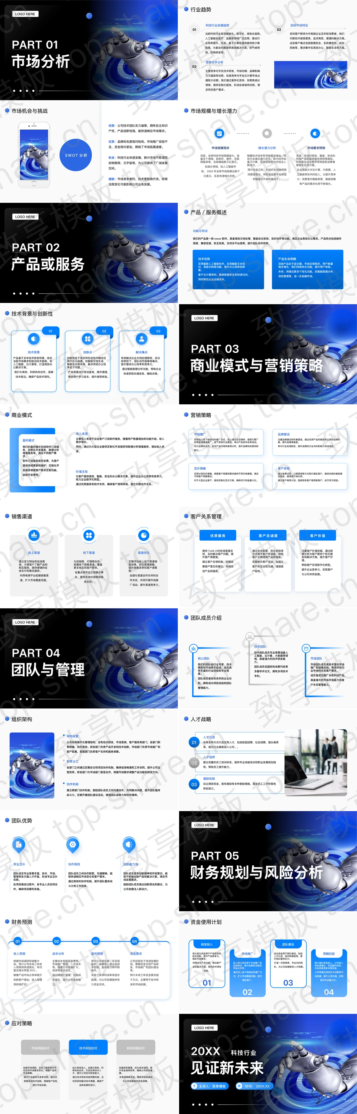 图片[2]-蓝黑配色机器人手臂背景的科技行业商业计划书PPT模板 - 致享TOP-SHARE-致享TOP-SHARE
