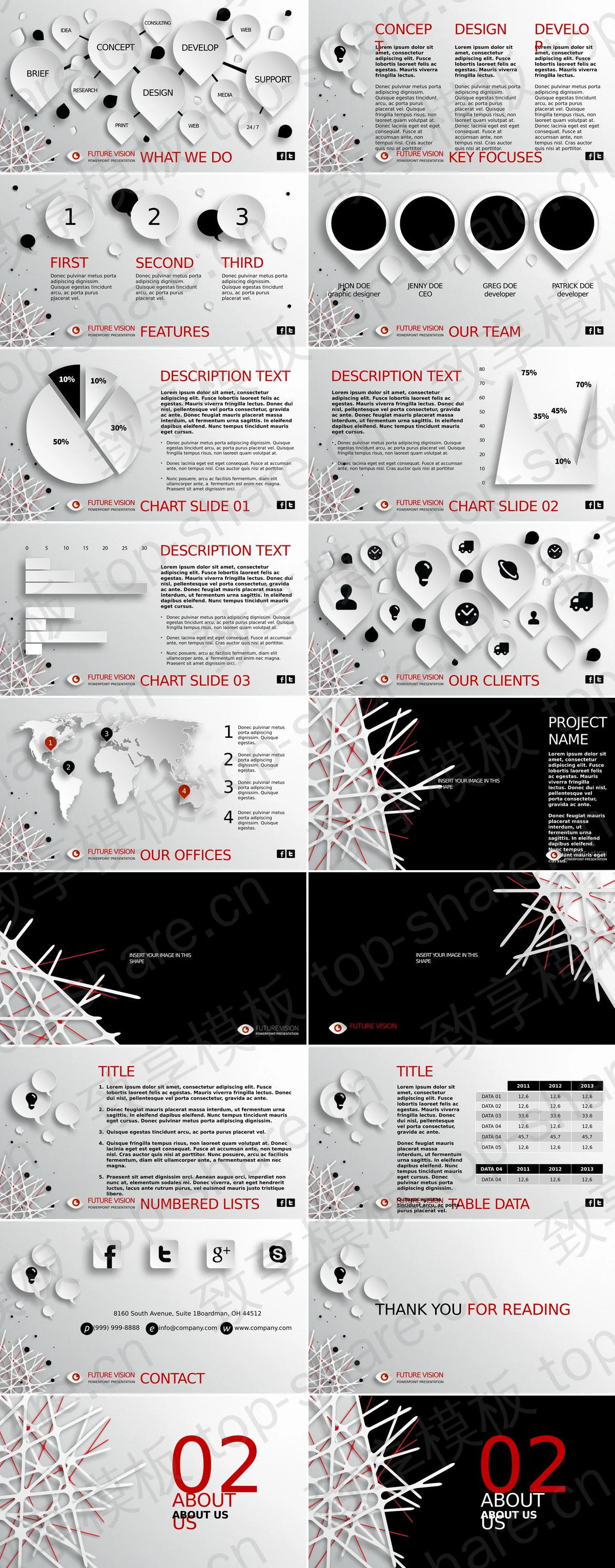 图片[2]-黑白创意微立体风格商务PPT模板免费下载 - 致享TOP-SHARE-致享TOP-SHARE