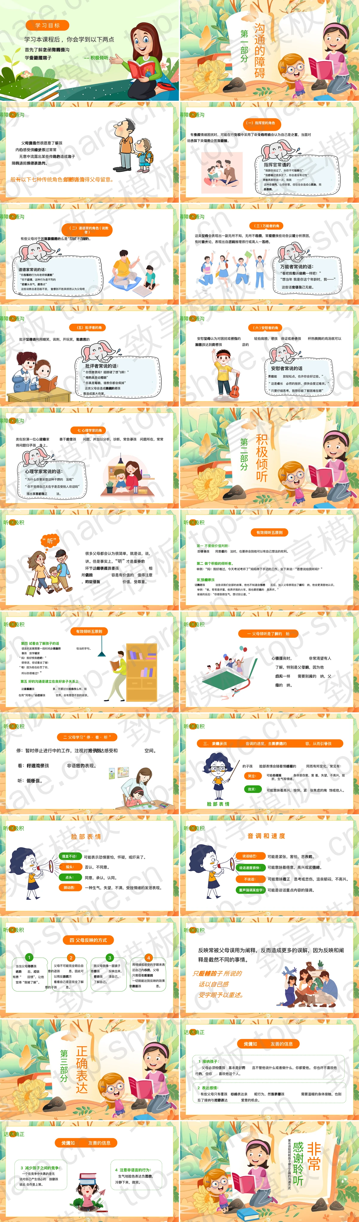 图片[2]-彩色卡通母子背景的亲子沟通技巧PPT模板 - 致享TOP-SHARE-致享TOP-SHARE