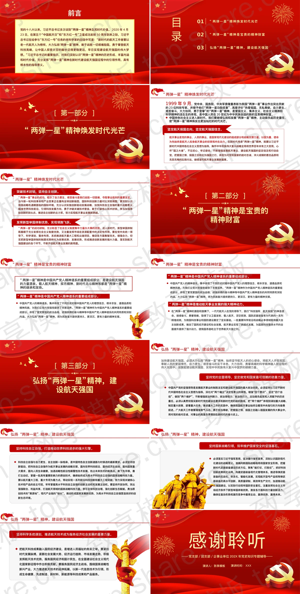 图片[2]-红色党政风“大力弘扬两弹一星精神”党史知识专题辅导PPT模板 - 致享TOP-SHARE-致享TOP-SHARE