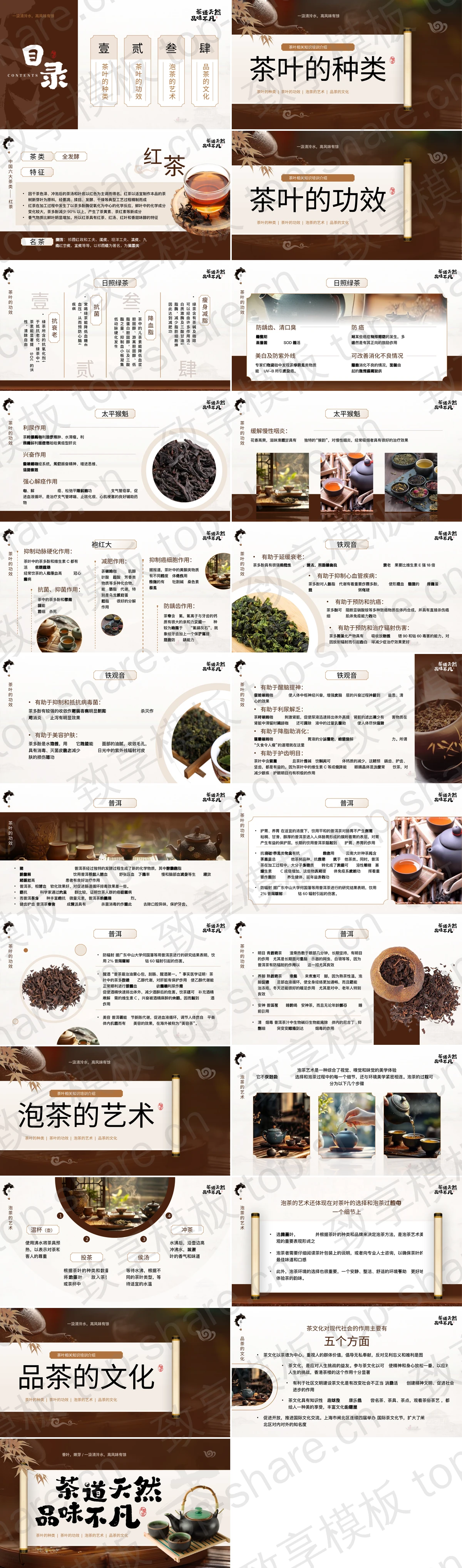 图片[2]-褐色古典画卷茶壶背景的“茶道天然品味不凡”茶文化介绍PPT模板 - 致享TOP-SHARE-致享TOP-SHARE