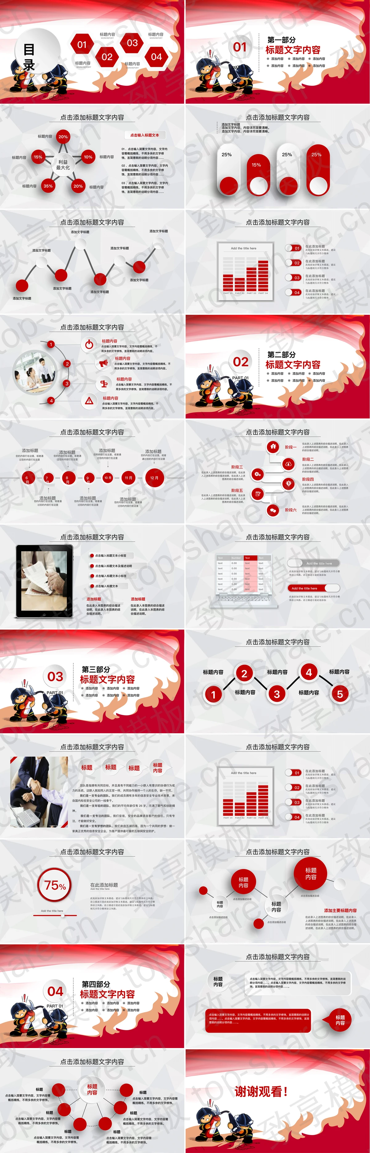 图片[2]-卡通消防员背景的消防知识宣传PPT模板 - 致享TOP-SHARE-致享TOP-SHARE