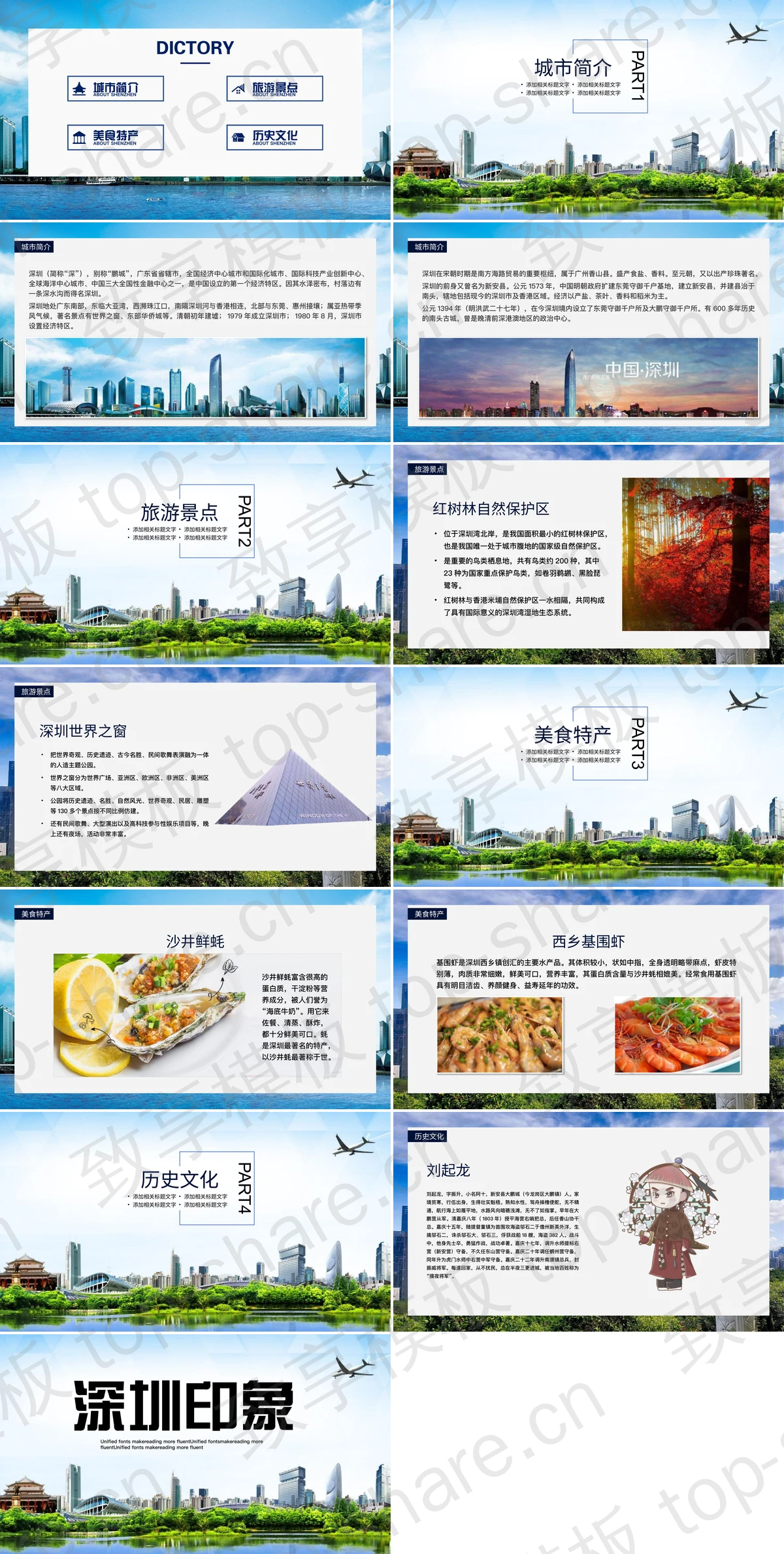 图片[2]-蓝色城市建筑背景“深圳印象”城市介绍PPT模板 - 致享TOP-SHARE-致享TOP-SHARE