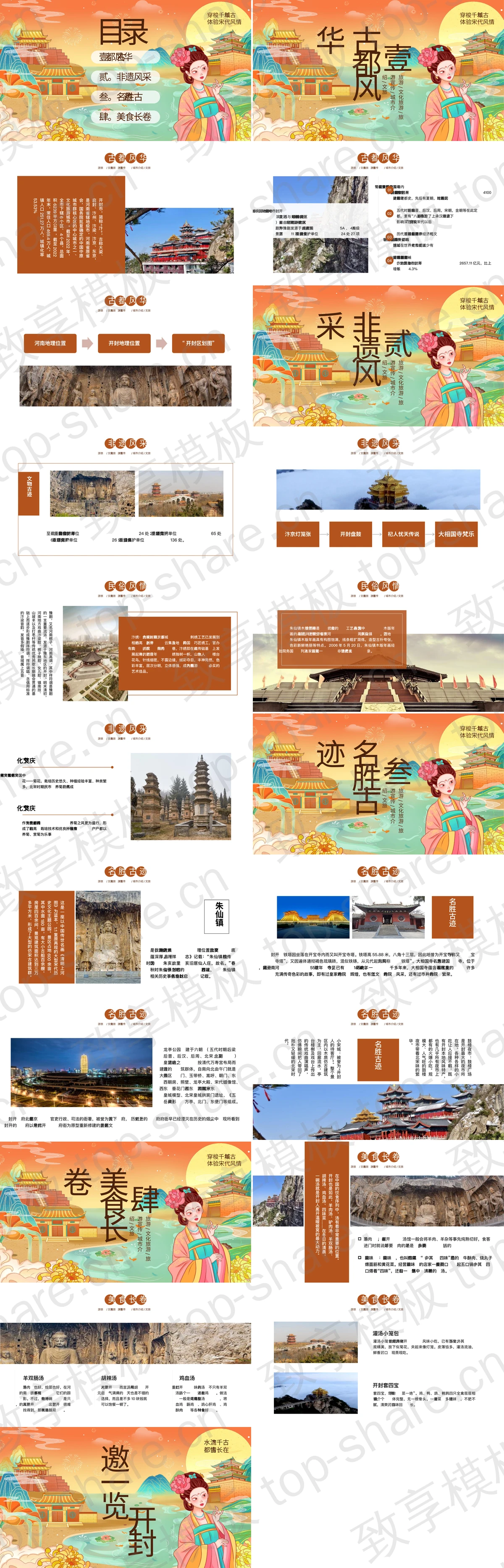 图片[2]-精美大气国潮风“汴京古韵开封之旅”开封城市介绍旅游宣传PPT模板 - 致享TOP-SHARE-致享TOP-SHARE