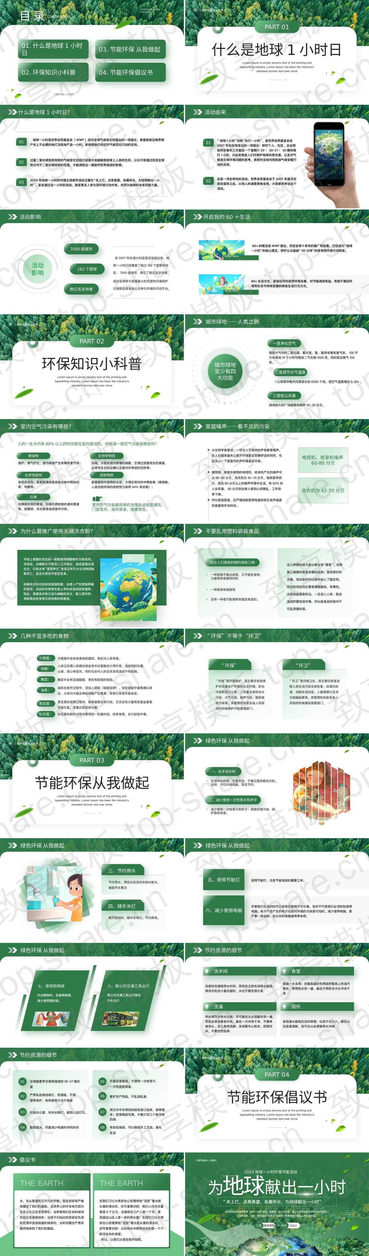 图片[2]-绿色森林地球背景的“为地球献出一小时”地球一小时环保节能活动PPT模板下载 - 致享TOP-SHARE-致享TOP-SHARE