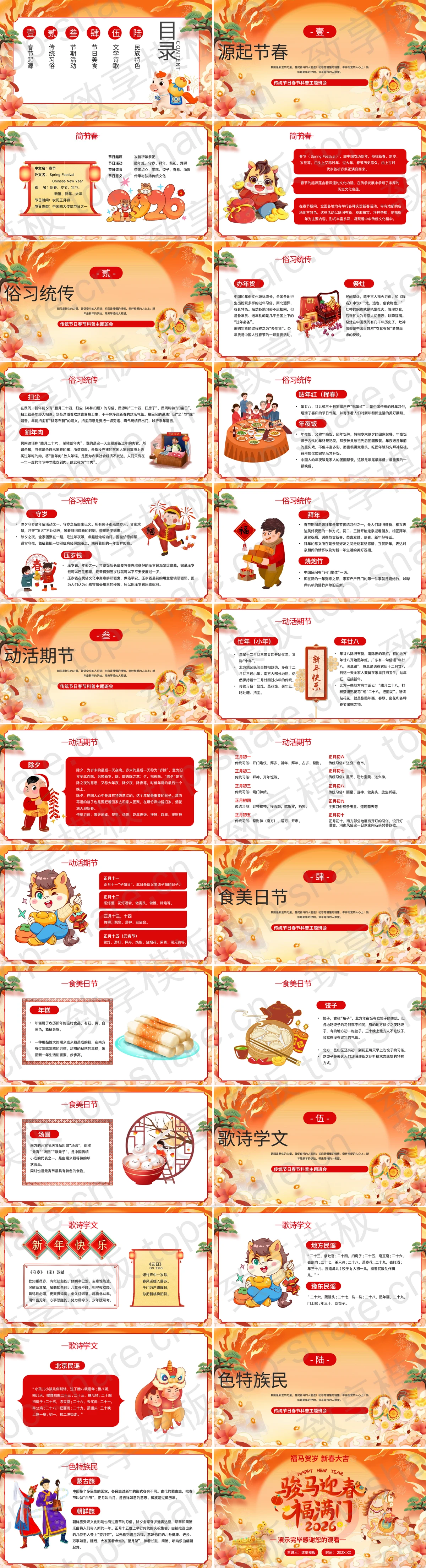 图片[2]-橙色喜庆“骏马迎春福满们”传统节日春节科普主题班会PPT模板 - 致享TOP-SHARE-致享TOP-SHARE