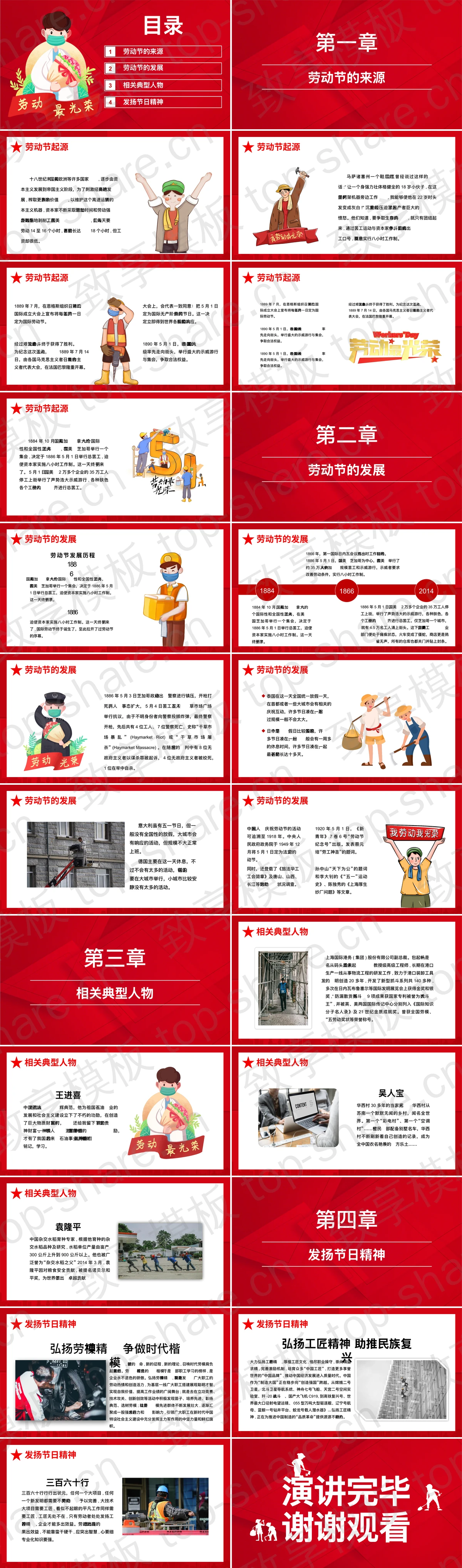 图片[2]-红色卡通劳动者背景的“向劳动者致敬”劳动节节日介绍PPT模板 - 致享TOP-SHARE-致享TOP-SHARE