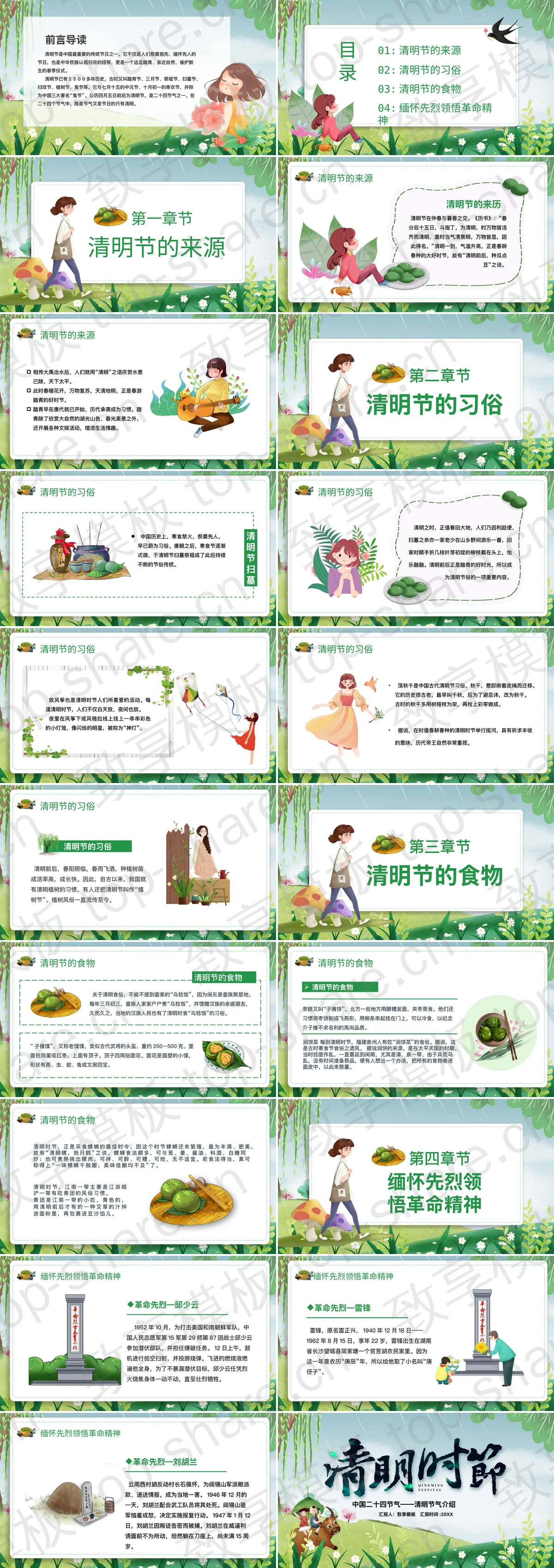 图片[2]-绿色清新卡通风格清明时节节气介绍PPT模板 - 致享TOP-SHARE-致享TOP-SHARE