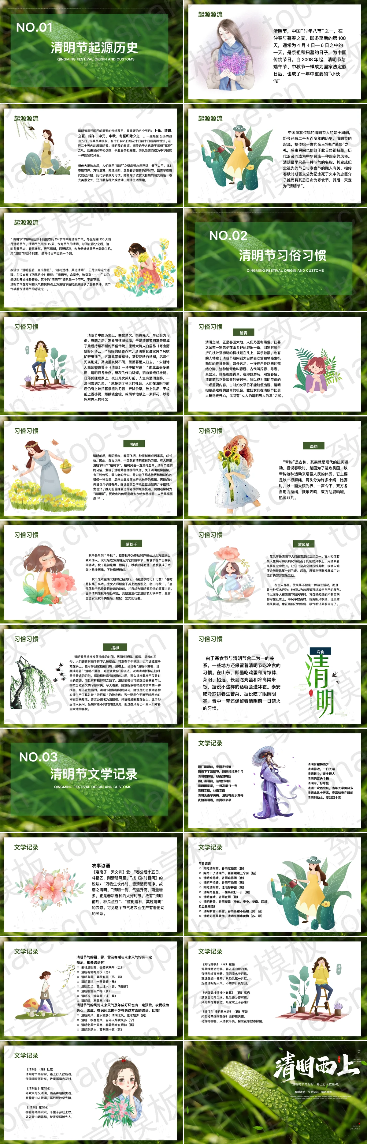 图片[2]-清新绿叶背景“清明雨上”清明节节日介绍PPT模板 - 致享TOP-SHARE-致享TOP-SHARE