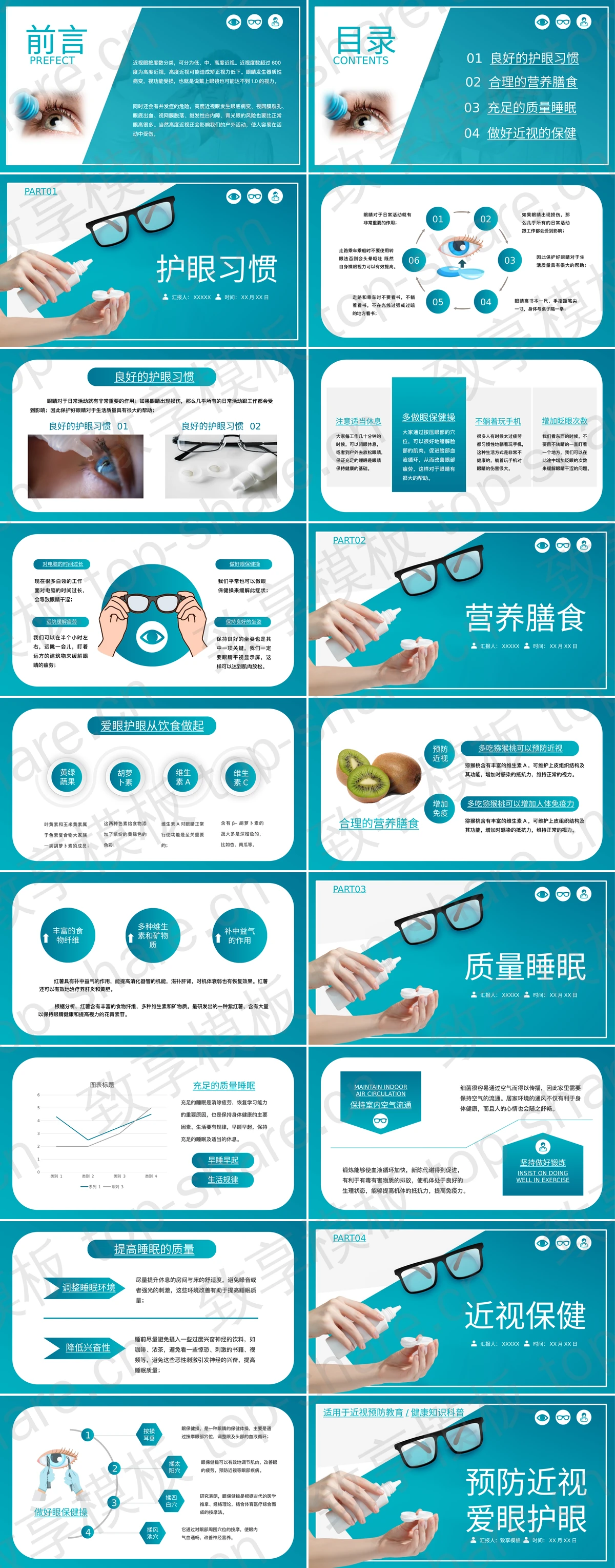 图片[2]-青色“预防近视爱护眼睛”近视预防教育健康知识科普PPT模板 - 致享TOP-SHARE-致享TOP-SHARE