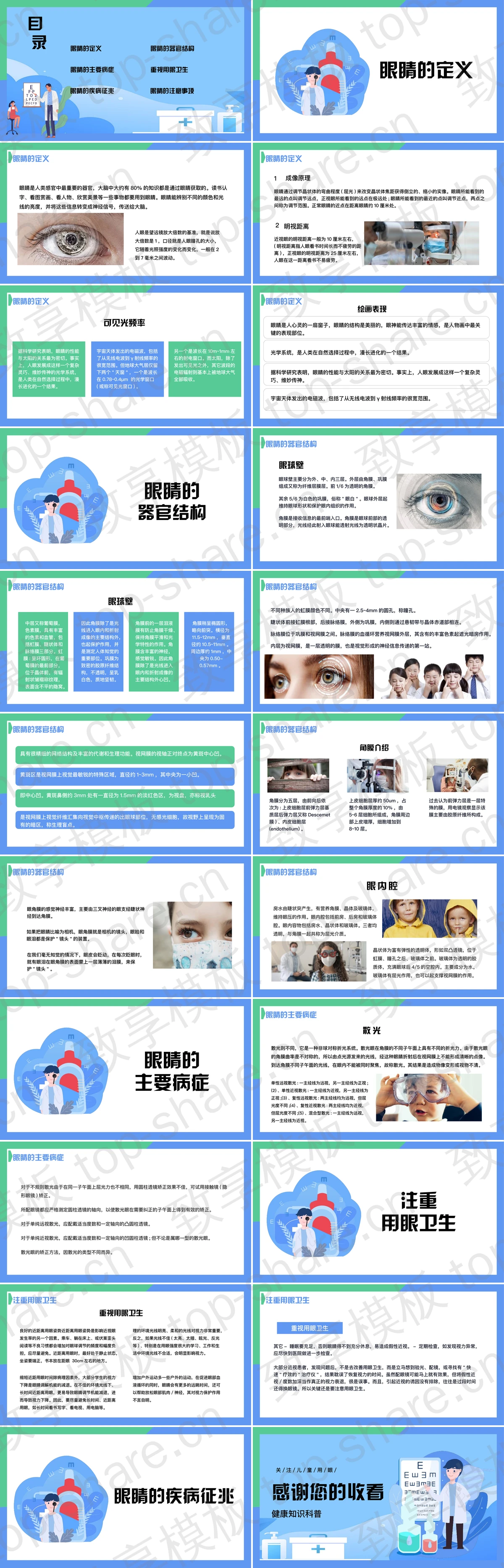 图片[2]-蓝色矢量医生背景“请保护眼睛”健康知识科普PPT模板 - 致享TOP-SHARE-致享TOP-SHARE