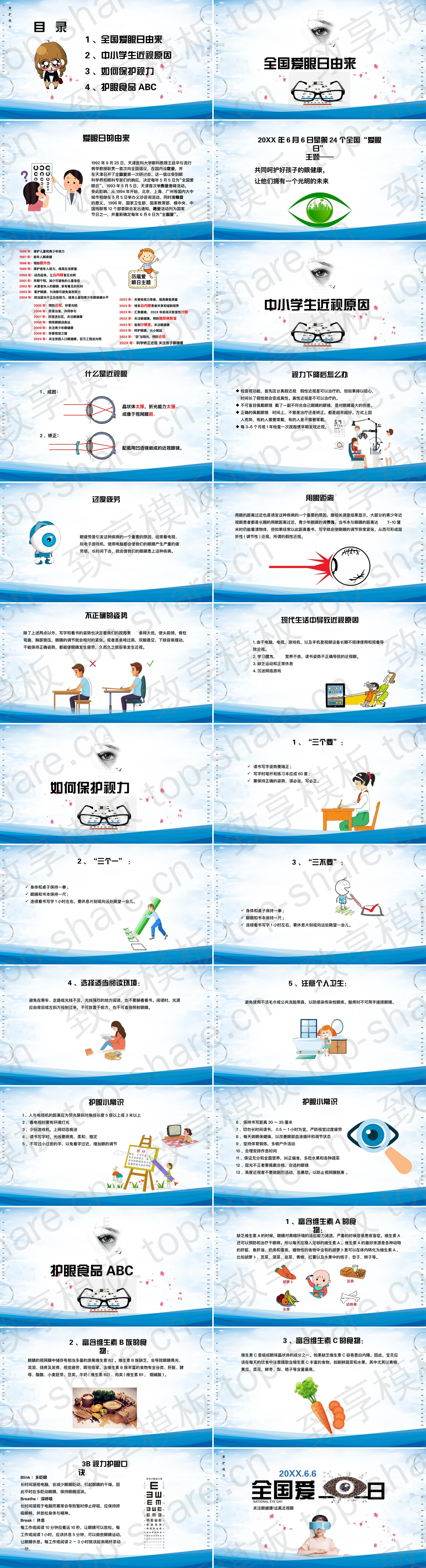 图片[2]-蓝色全国爱眼日主题班会PPT模板 - 致享TOP-SHARE-致享TOP-SHARE