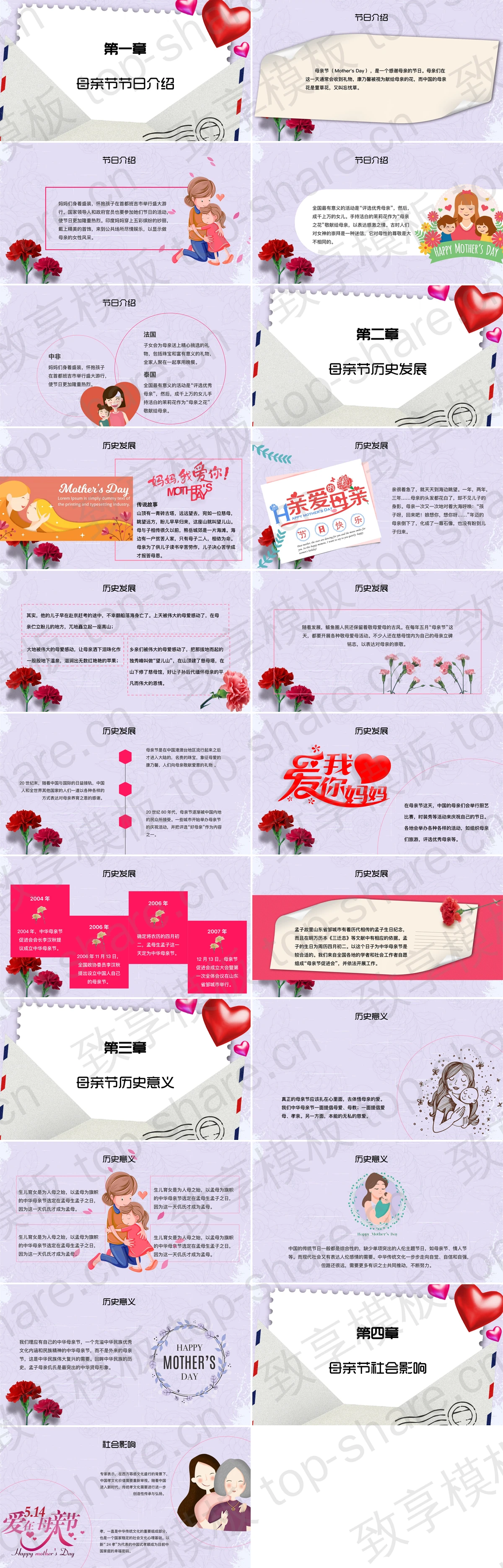 图片[2]-红蓝配色信封背景的“感恩妈妈”母亲节节日介绍PPT模板 - 致享TOP-SHARE-致享TOP-SHARE