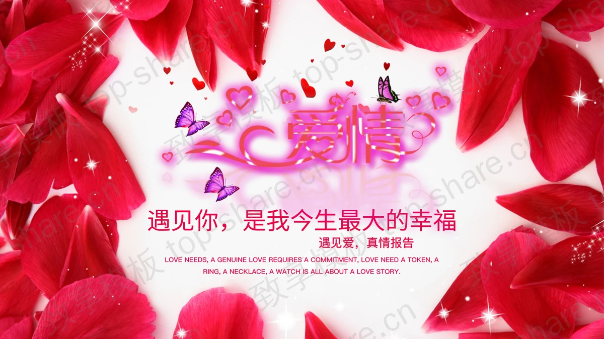 《遇见你是我最大的幸福》爱情相册PPT模板-致享TOP-SHARE