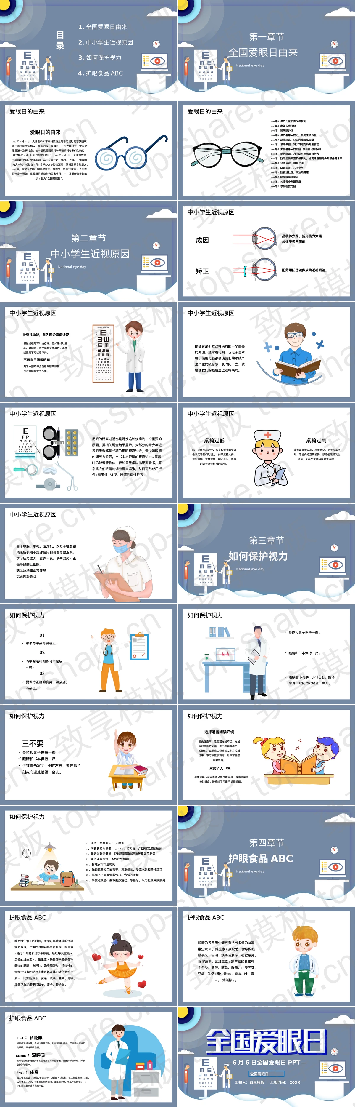 图片[2]-蓝色全国爱眼日专题讲座PPT模板 - 致享TOP-SHARE-致享TOP-SHARE