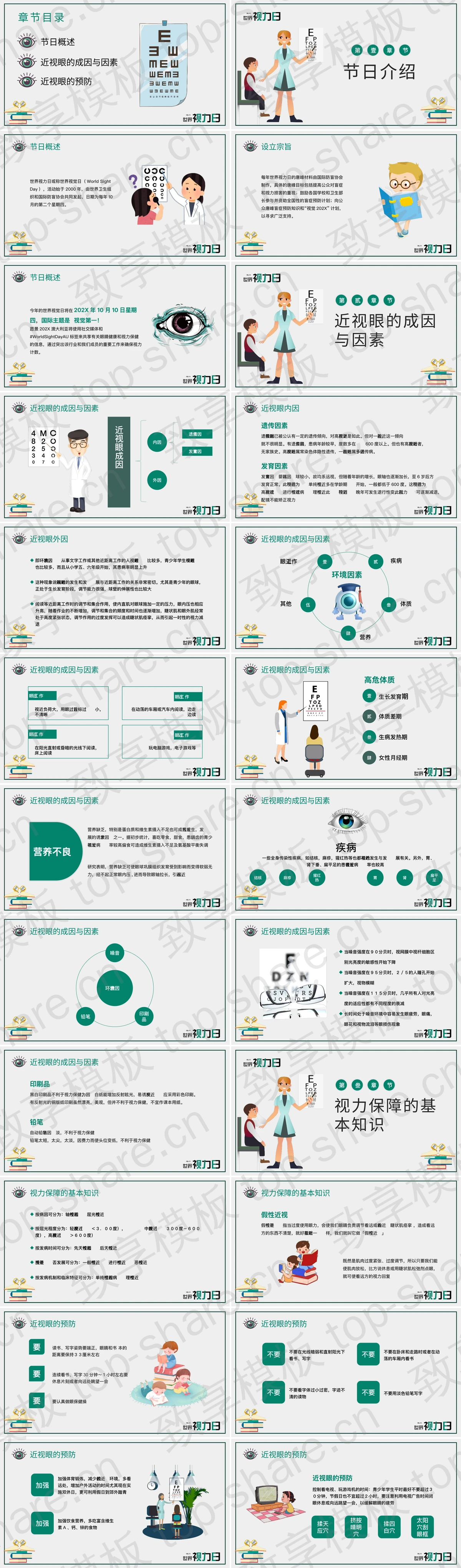 图片[2]-“关注眼健康远离近视眼”世界视力日PPT模板 - 致享TOP-SHARE-致享TOP-SHARE