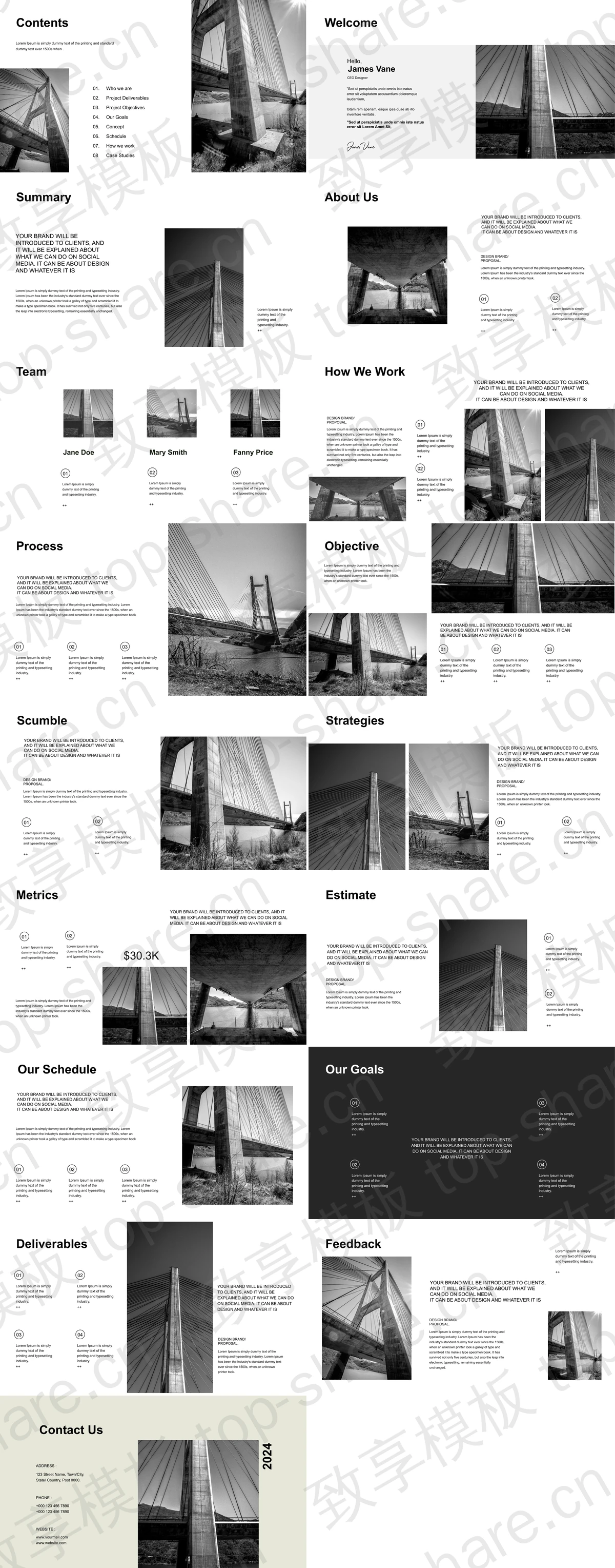 图片[2]-简约简洁欧美风个人作品集PPT模板 - 致享TOP-SHARE-致享TOP-SHARE