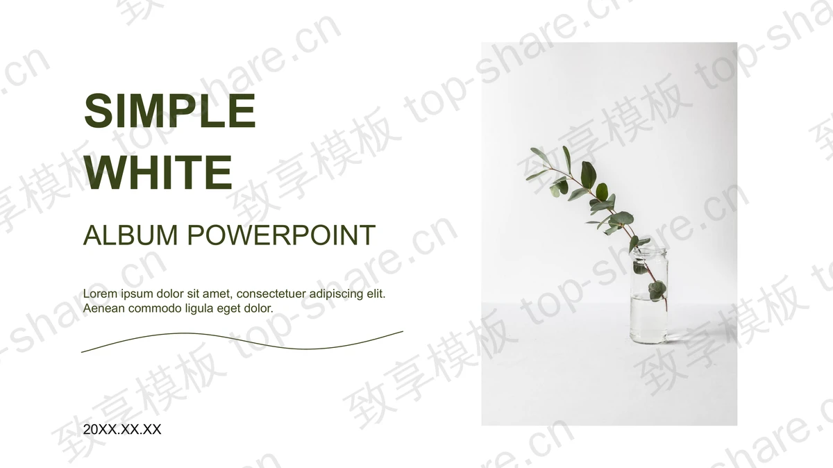 简约绿植背景欧美相册PPT模板-致享TOP-SHARE